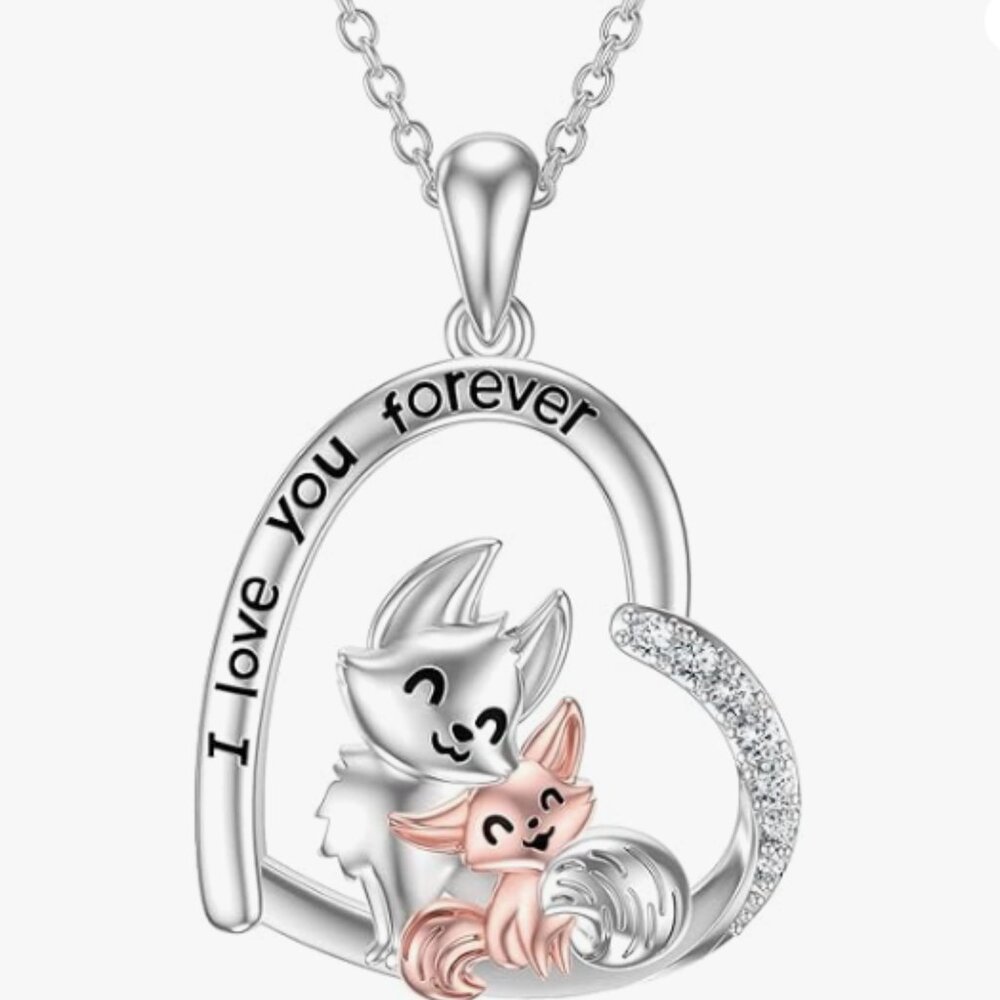 PROESS Sterling Silver Fox Necklace Pendant Necklace